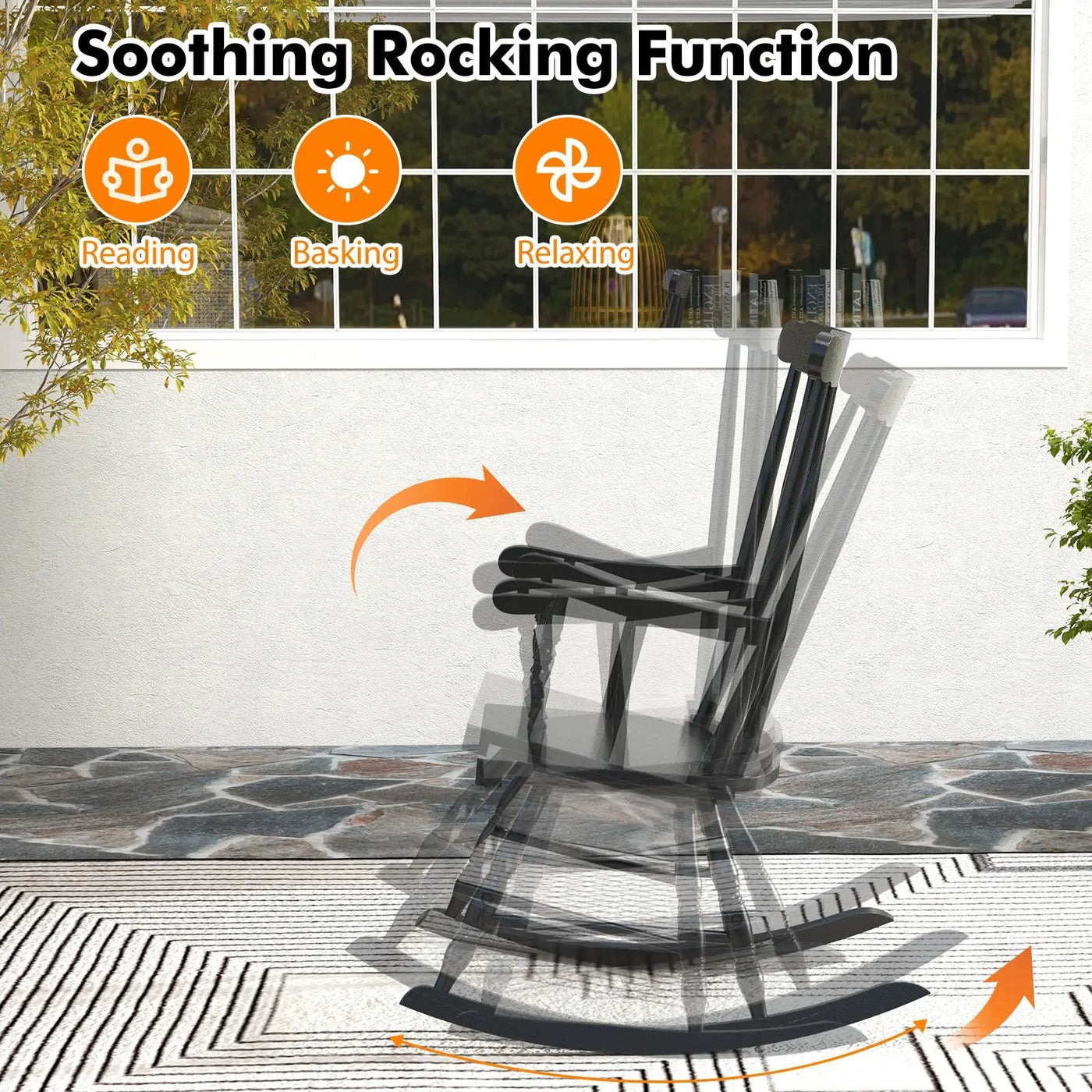 Rocking Chair with Solid Wooden Frame for Garden and Patio by DirectDeals