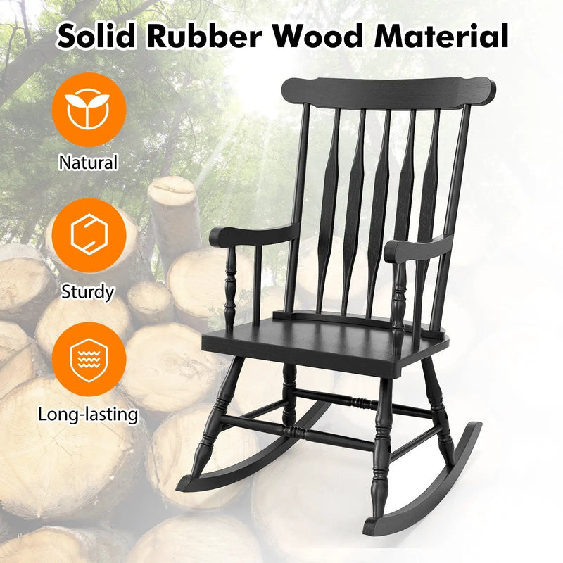 Rocking Chair with Solid Wooden Frame for Garden and Patio by DirectDeals