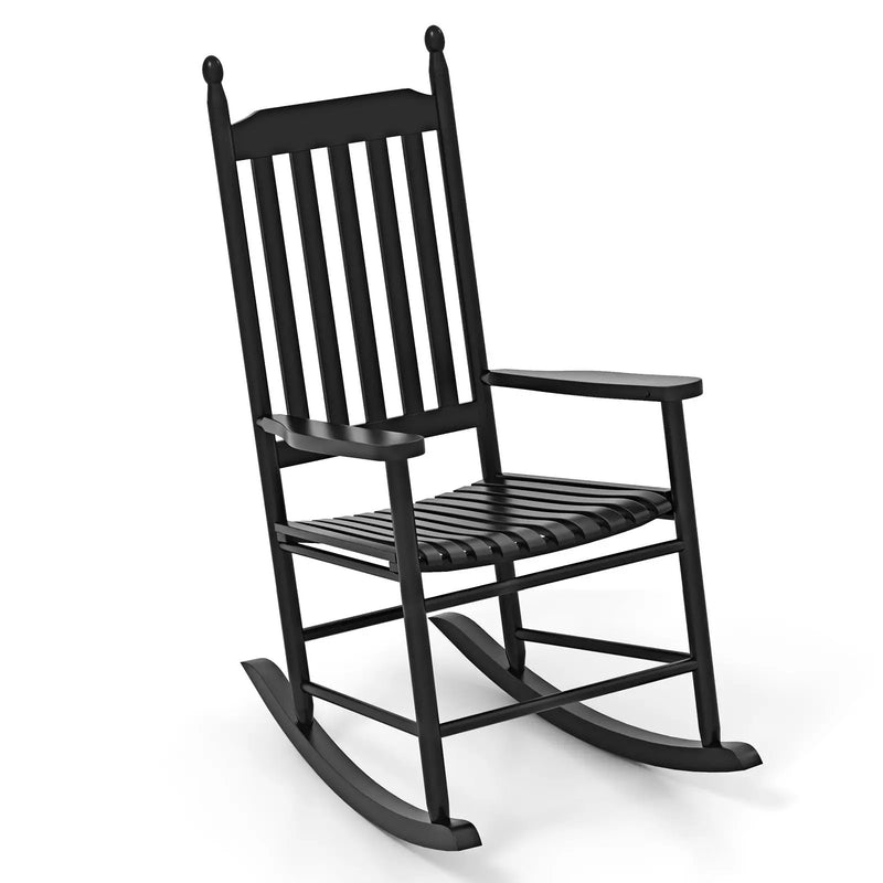 High-Back Acacia Wood Outdoor Rocking Chair with Solid Rocking Base by DirectDeals