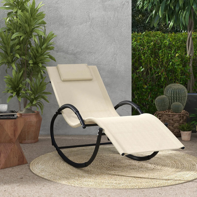 Outdoor Rocking Lounge Chair with Removable Headrest by DirectDeals