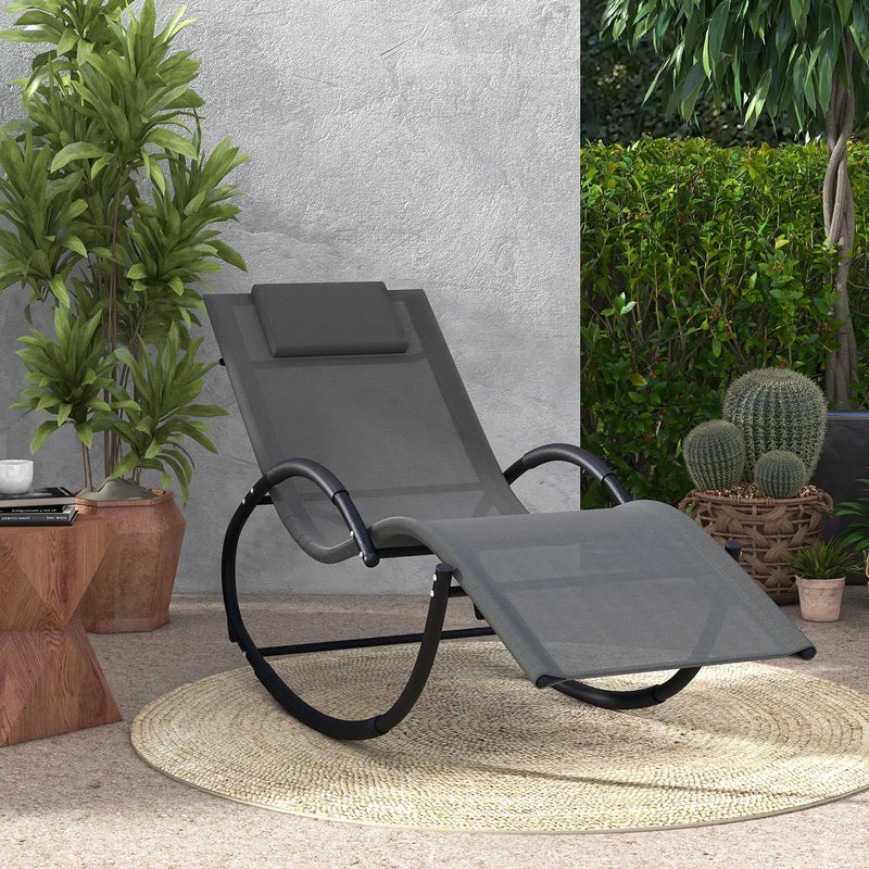 Outdoor Rocking Lounge Chair with Removable Headrest by DirectDeals