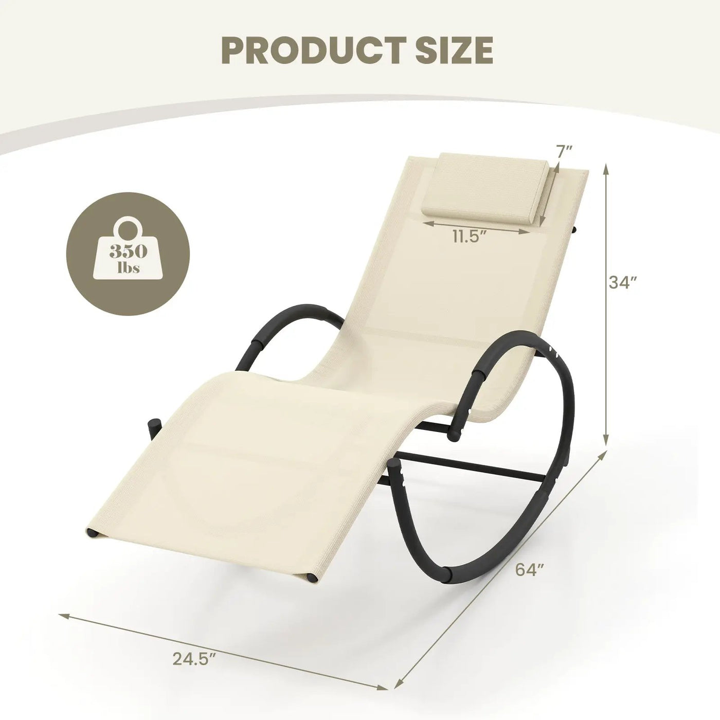 Outdoor Rocking Lounge Chair with Removable Headrest by DirectDeals