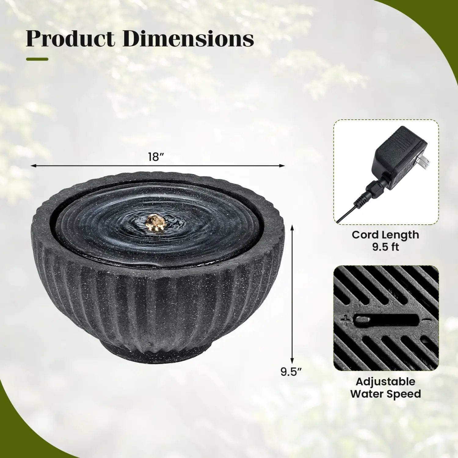 Outdoor Round Sphere Water Fountain with LED Lights and Pump by DirectDeals