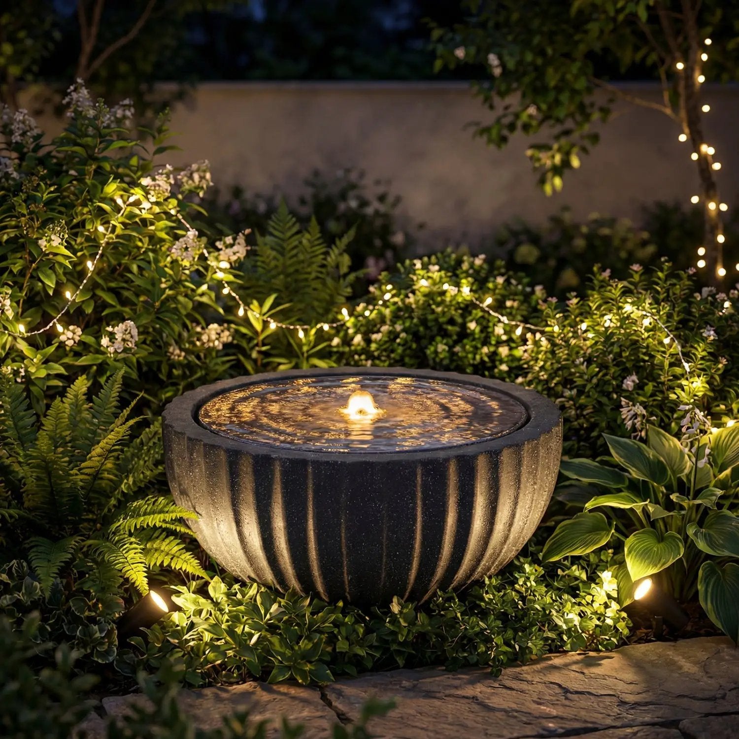 Outdoor Round Sphere Water Fountain with LED Lights and Pump by DirectDeals