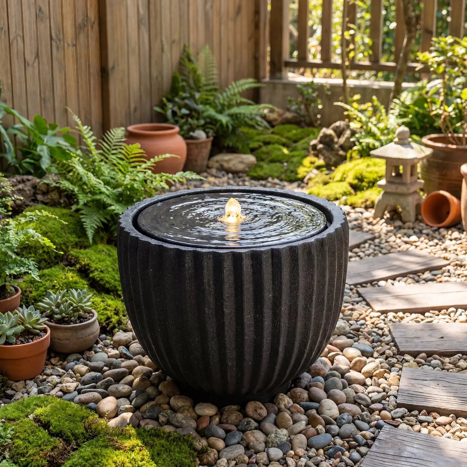 Outdoor Round Sphere Water Fountain with Pump for Garden by DirectDeals