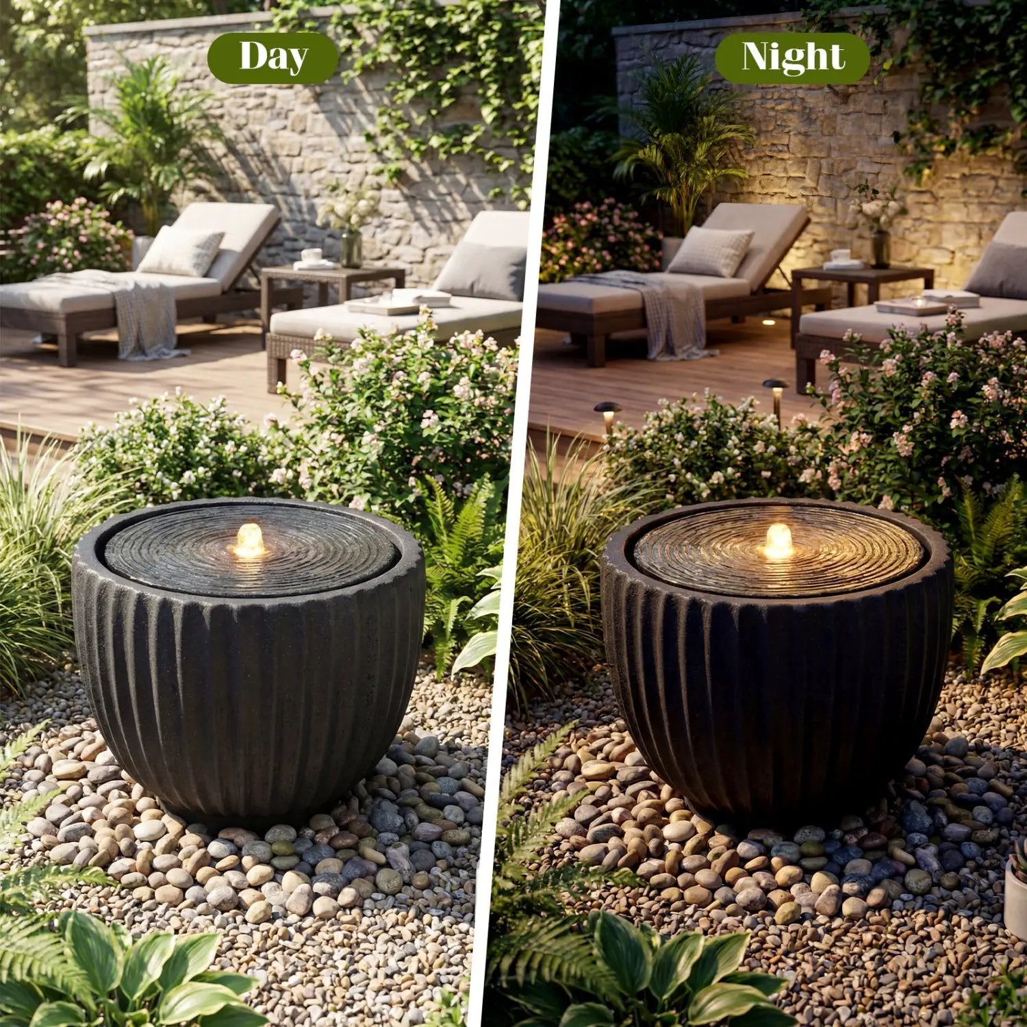 Outdoor Round Sphere Water Fountain with Pump for Garden by DirectDeals