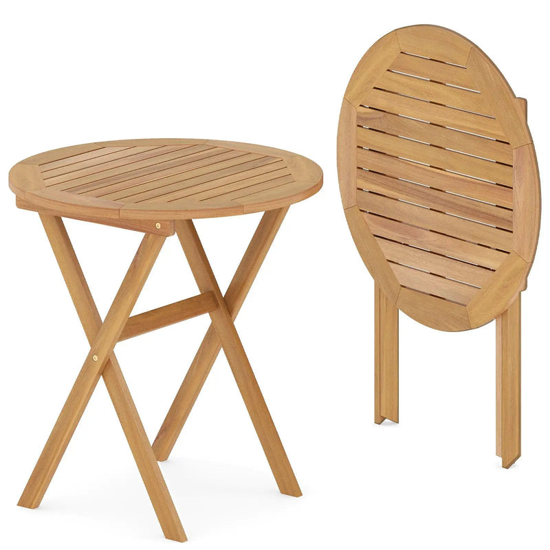 Outdoor Side Table with Slatted Tabletop and X-Shaped Structure by DirectDeals