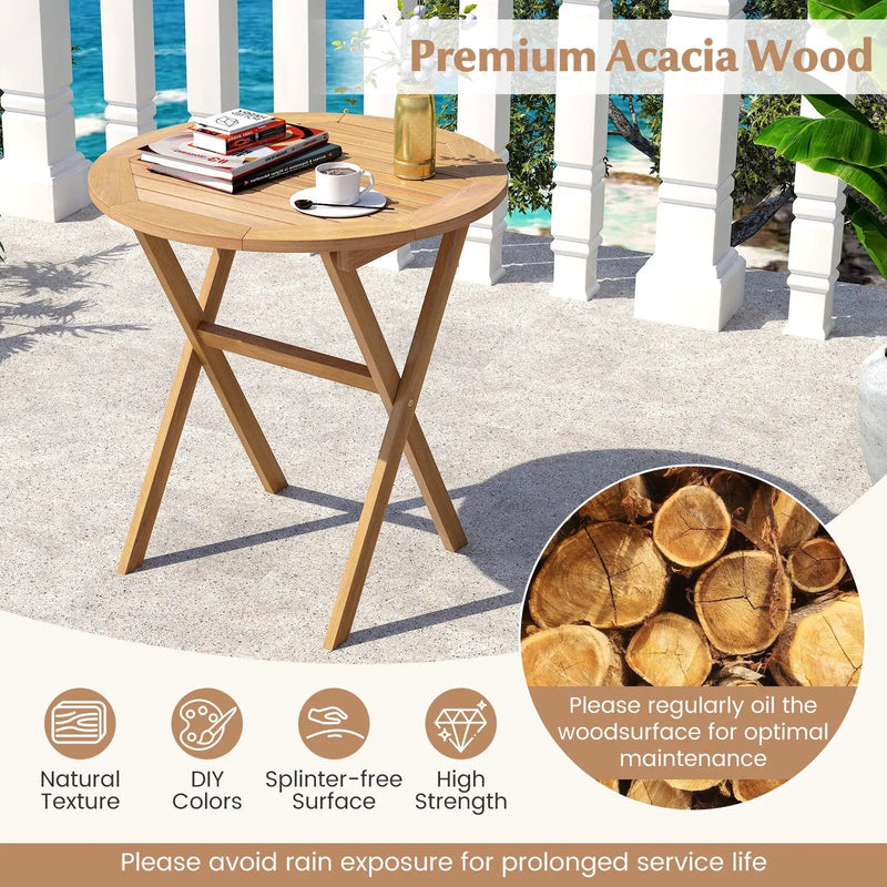 Outdoor Side Table with Slatted Tabletop and X-Shaped Structure by DirectDeals