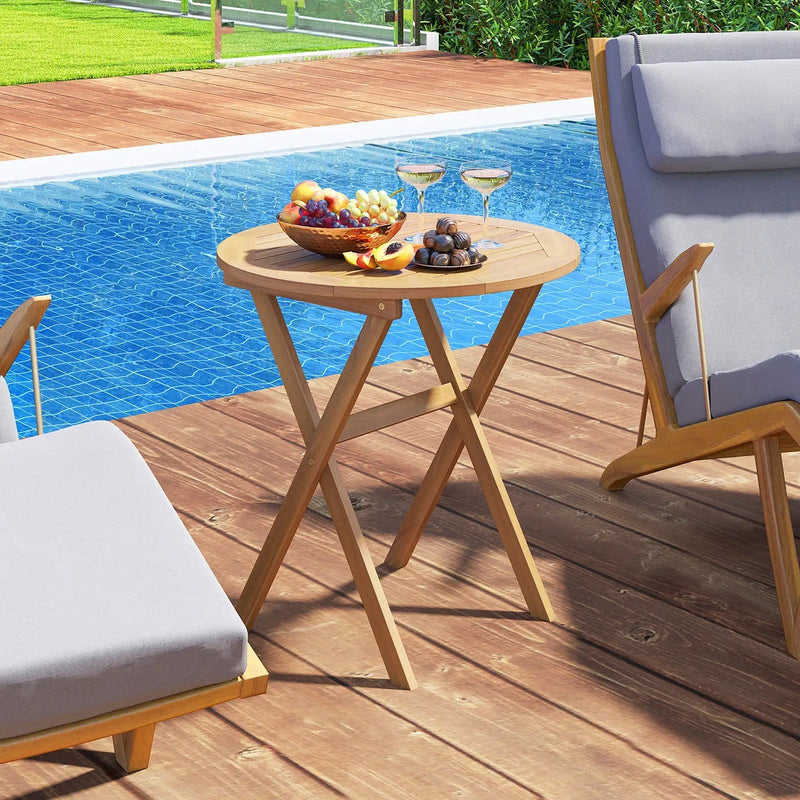 Outdoor Side Table with Slatted Tabletop and X-Shaped Structure by DirectDeals