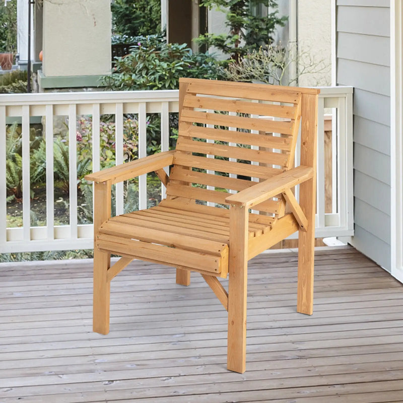 Outdoor Solid Fir Wood Chair with Inclined Backrest by DirectDeals
