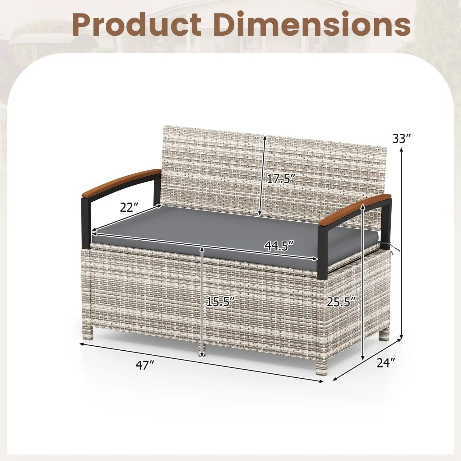 Outdoor Storage Bench Deck Box Patio Furniture with Cushion-White by DirectDeals