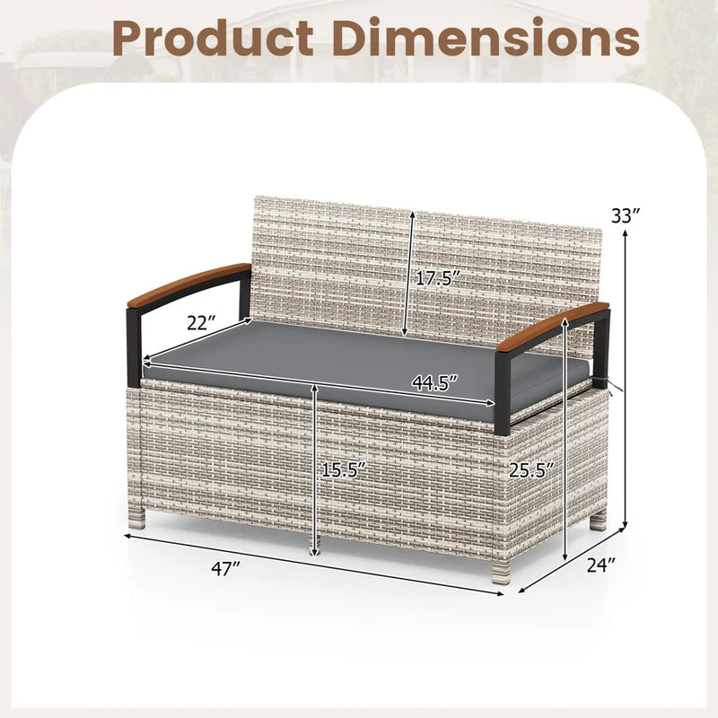 Outdoor Storage Bench Deck Box Patio Furniture with Cushion-White by DirectDeals