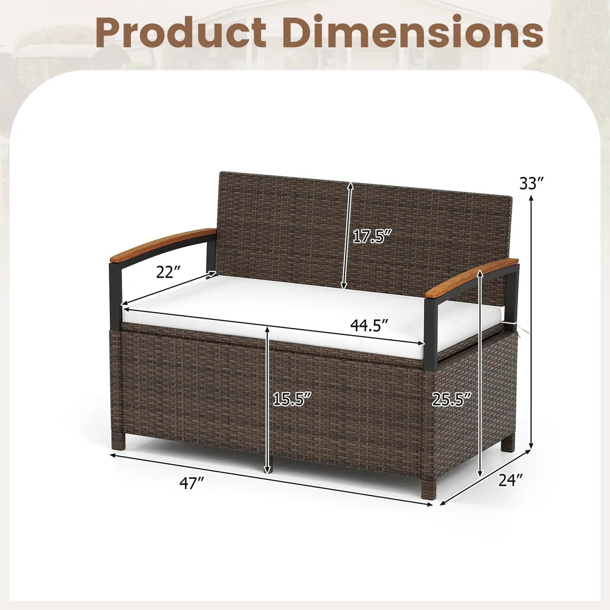 Outdoor Storage Bench Deck Box Patio Furniture with Cushion-White by DirectDeals