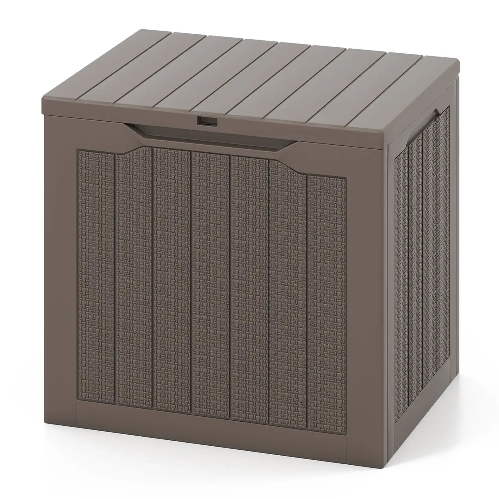 Outdoor Storage Box 25 Gallon Deck Box with Lockable Lid and Wicker-woven Texture by DirectDeals