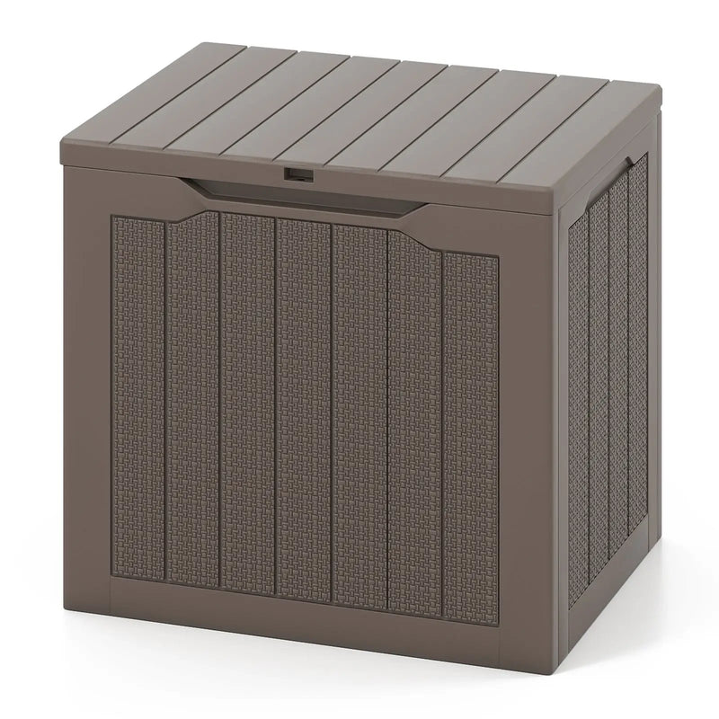 Outdoor Storage Box 25 Gallon Deck Box with Lockable Lid and Wicker-woven Texture by DirectDeals