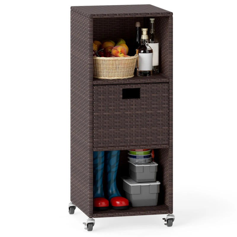 Outdoor Storage Cabinet with Drawer and 3 Shelves for Backyard by DirectDeals