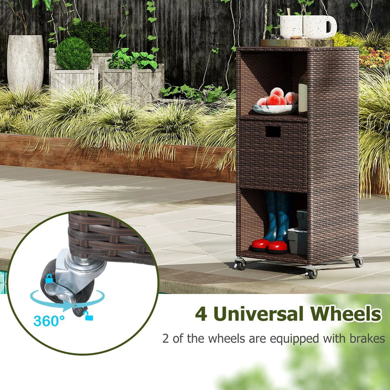 Outdoor Storage Cabinet with Drawer and 3 Shelves for Backyard by DirectDeals