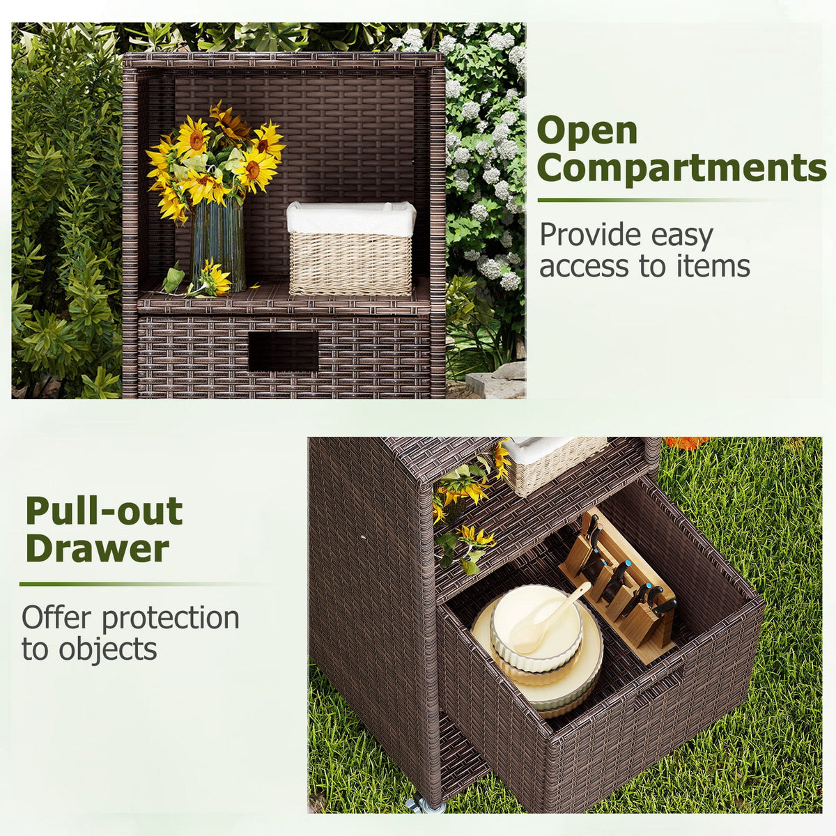 Outdoor Storage Cabinet with Drawer and 3 Shelves for Backyard, photo 8 of 10