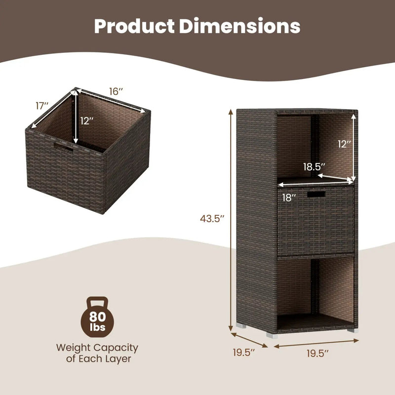 Outdoor Storage Cabinet Patio Wicker Organizer with Drawer by DirectDeals
