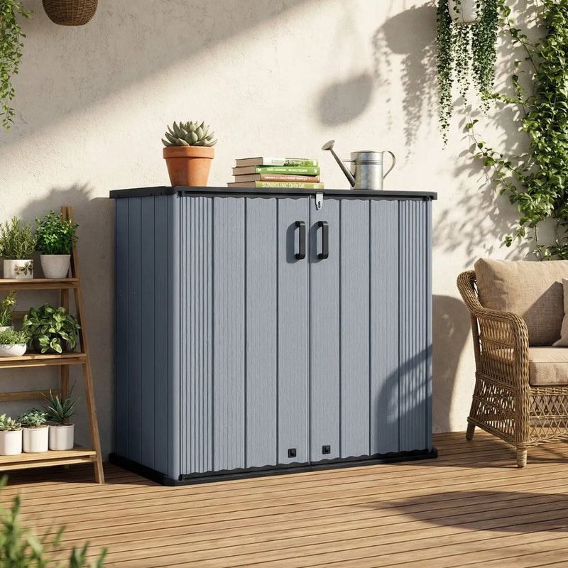 Outdoor Storage Shed 23.5 Cu.ft All-Weather Storage Box with Floor Lockable Door by DirectDeals