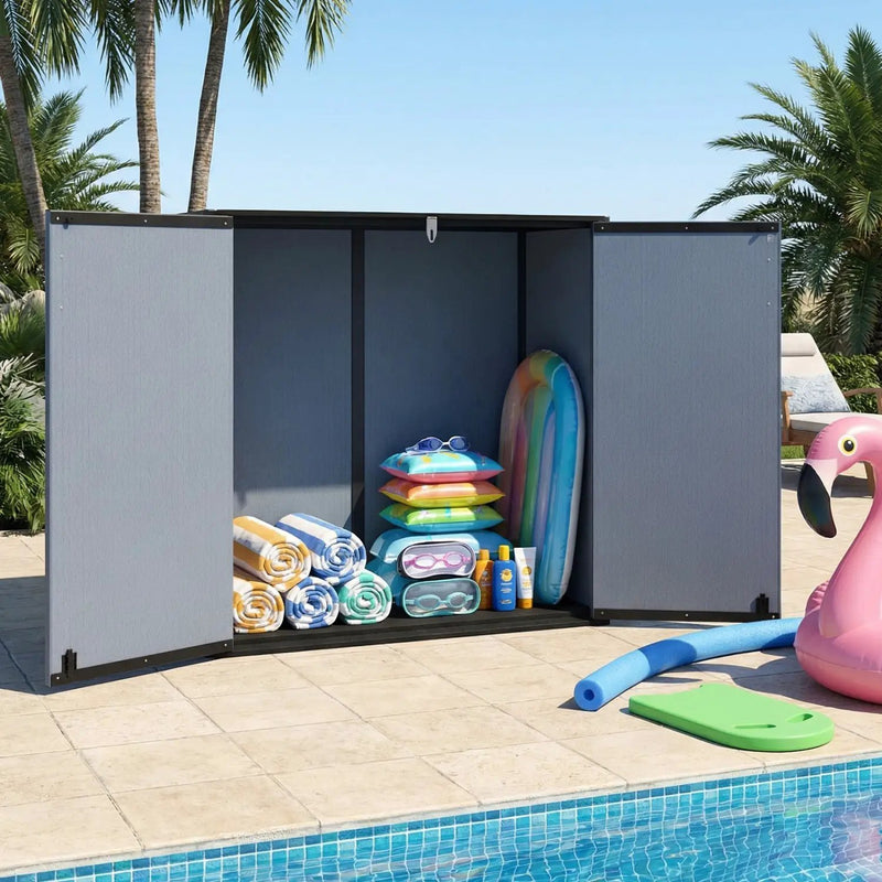 Outdoor Storage Shed 23.5 Cu.ft All-Weather Storage Box with Floor Lockable Door by DirectDeals