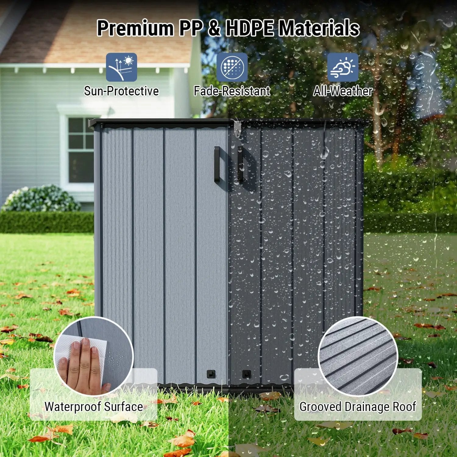 Outdoor Storage Shed 23.5 Cu.ft All-Weather Storage Box with Floor Lockable Door by DirectDeals