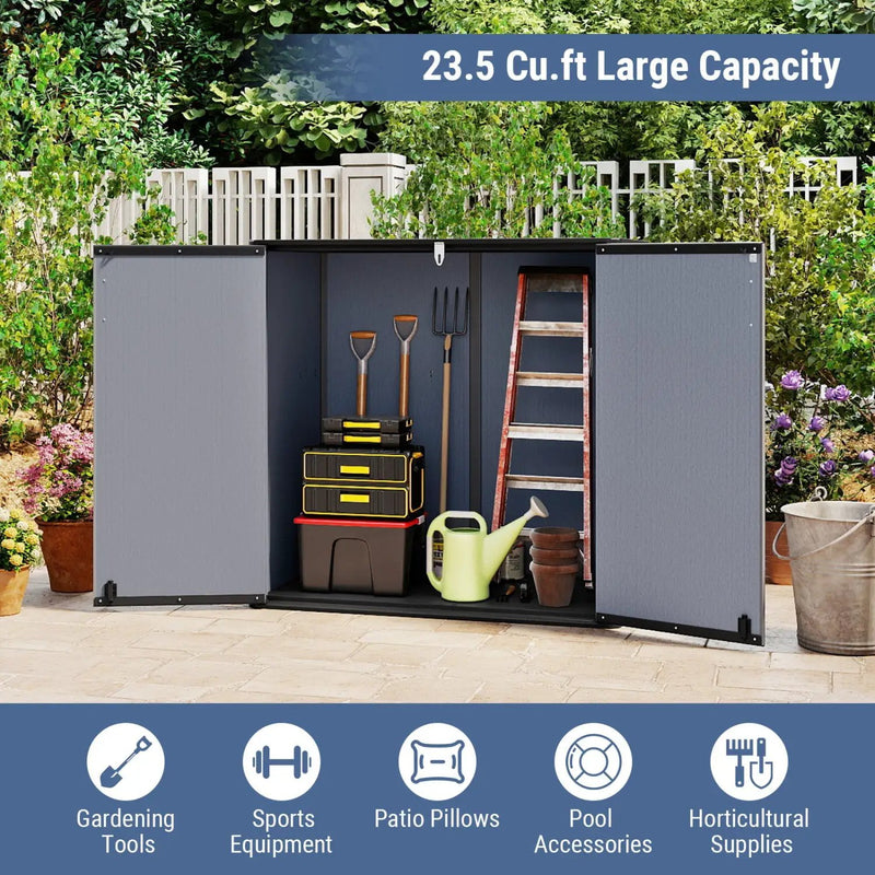 Outdoor Storage Shed 23.5 Cu.ft All-Weather Storage Box with Floor Lockable Door by DirectDeals