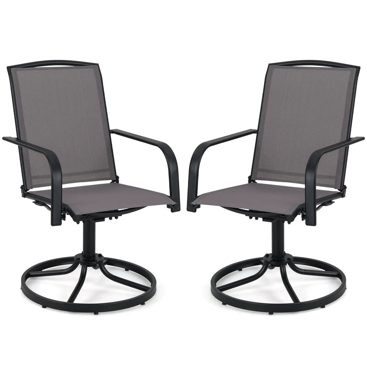 Outdoor Swivel Chairs Set of 2 with High Back and Breathable Seat by DirectDeals