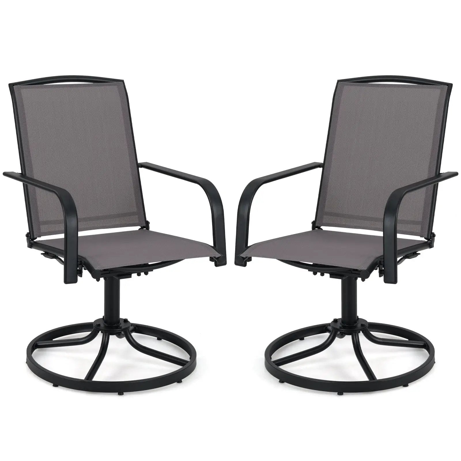 Outdoor Swivel Chairs Set of 2 with High Back and Breathable Seat by DirectDeals
