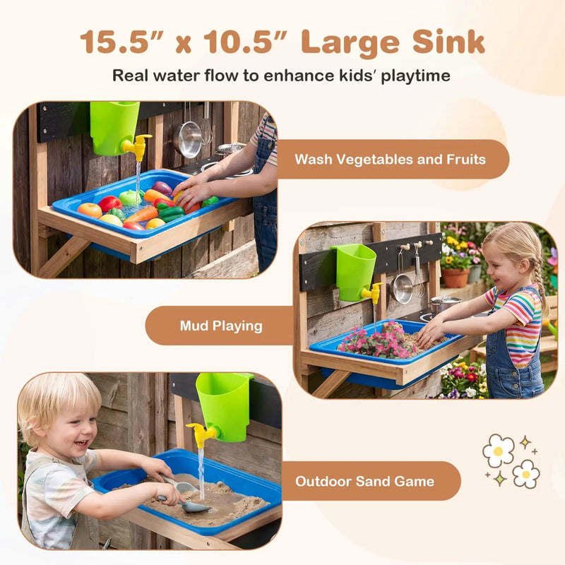 Wall Mounted Mud Kitchen for Kids Ages 3+ by DirectDeals