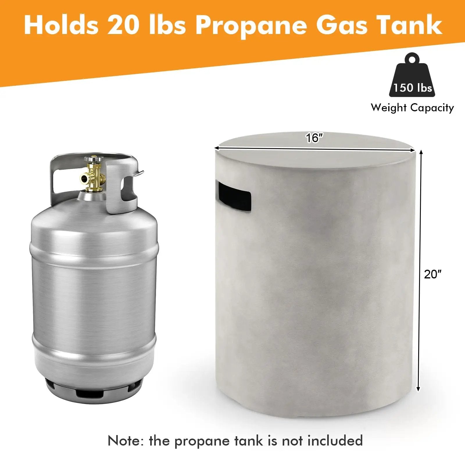 Outdoor Weather Resistant Tank Hideaway Table Fits Standard 20 LBS Propane Gas Tank for Fire Pits by DirectDeals