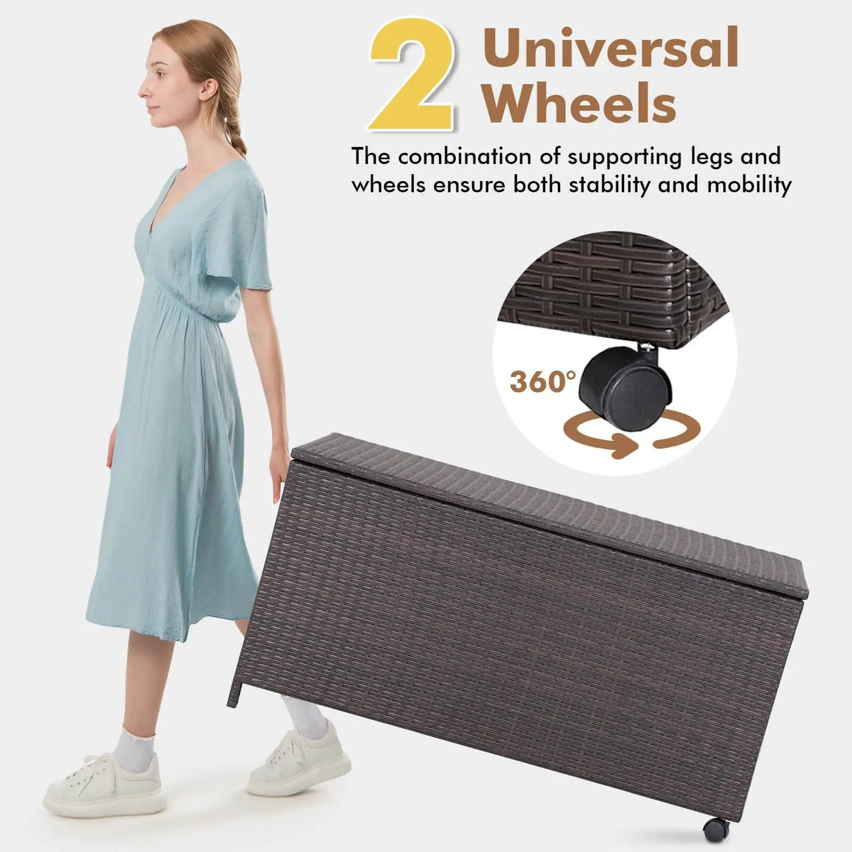 Outdoor Wicker Storage Box with Zippered Liner by DirectDeals