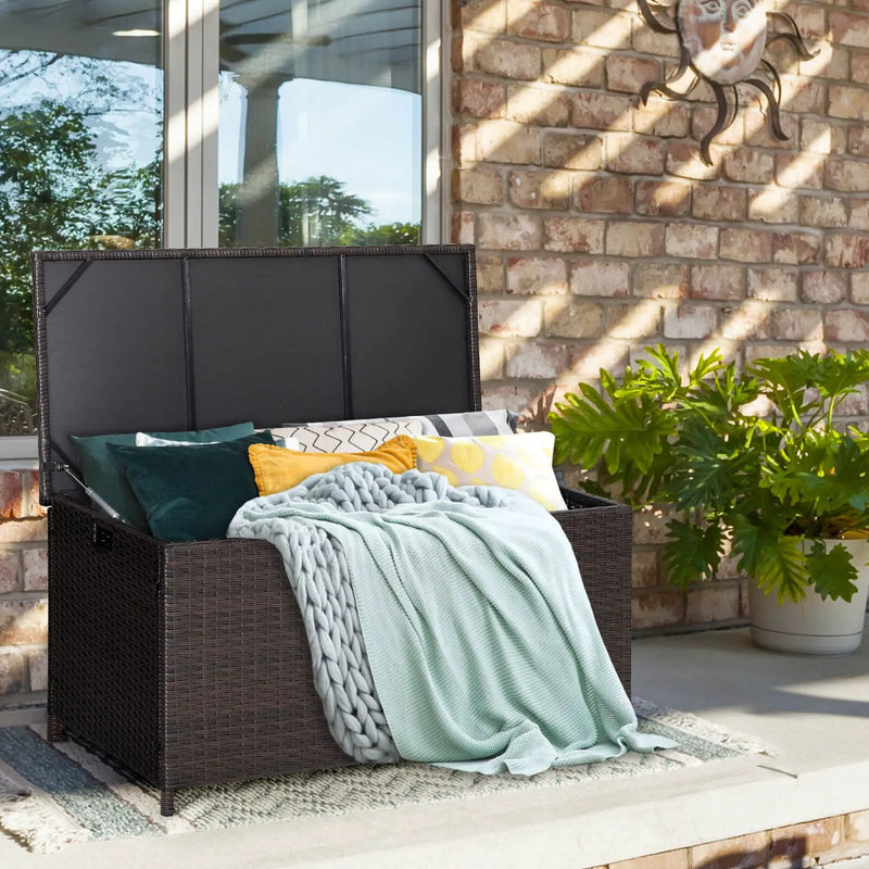 Outdoor Wicker Storage Box with Zippered Liner by DirectDeals