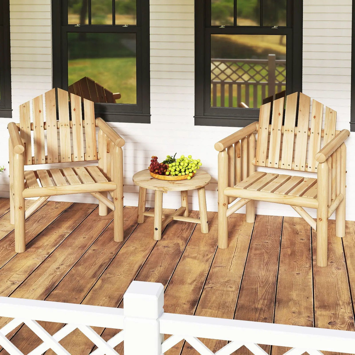 Outdoor Wood Armchair Wooden Patio Dining Chair with Armrests by DirectDeals