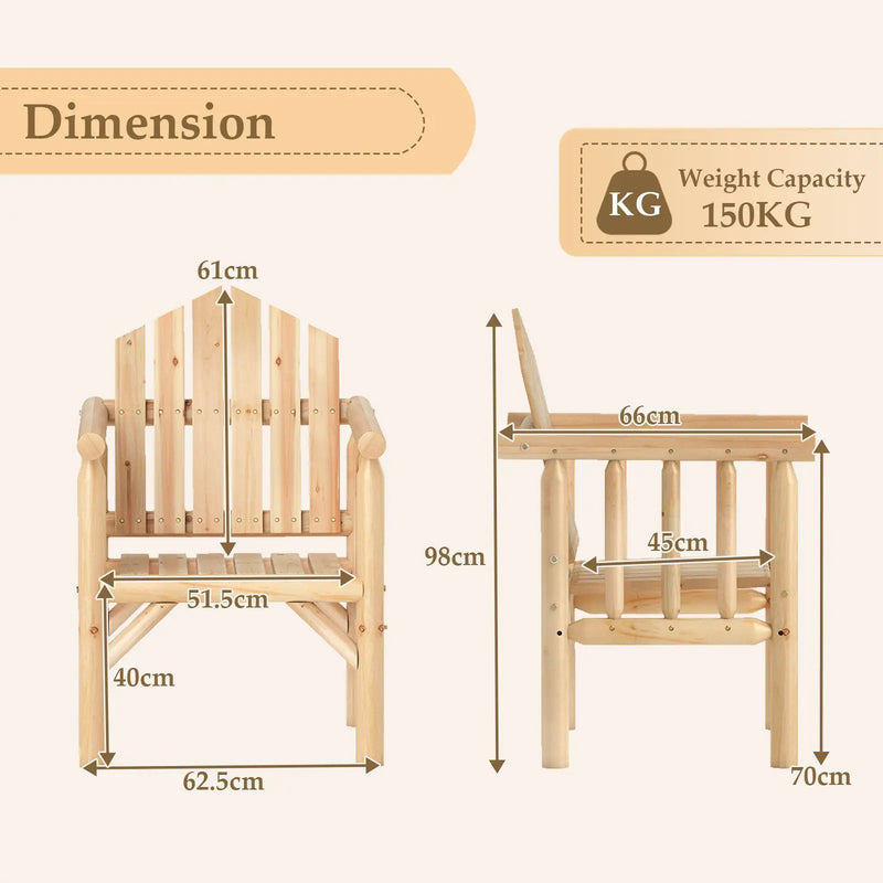 Outdoor Wood Armchair Wooden Patio Dining Chair with Armrests by DirectDeals
