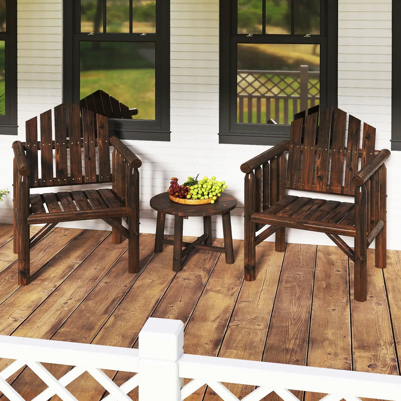 Outdoor Wood Armchair Wooden Patio Dining Chair with Armrests by DirectDeals