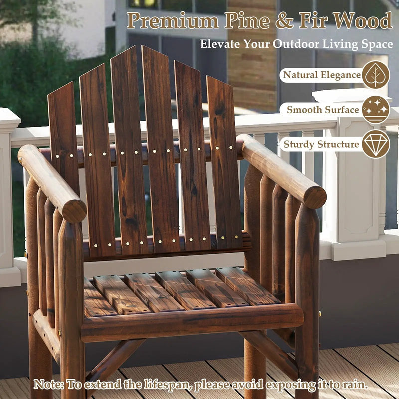 Outdoor Wood Armchair Wooden Patio Dining Chair with Armrests by DirectDeals