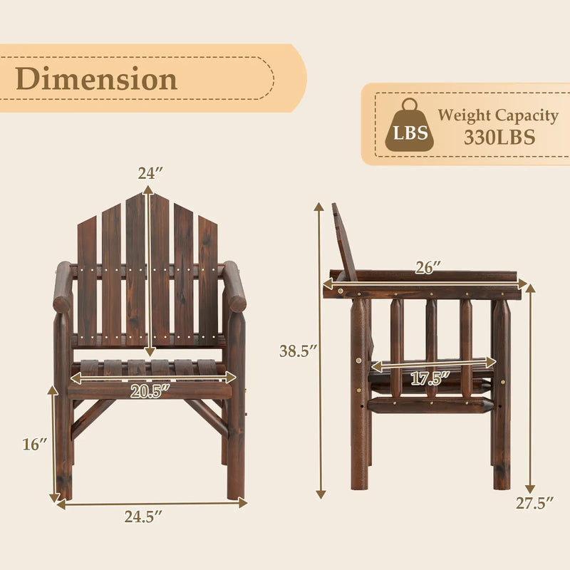 Outdoor Wood Armchair Wooden Patio Dining Chair with Armrests by DirectDeals
