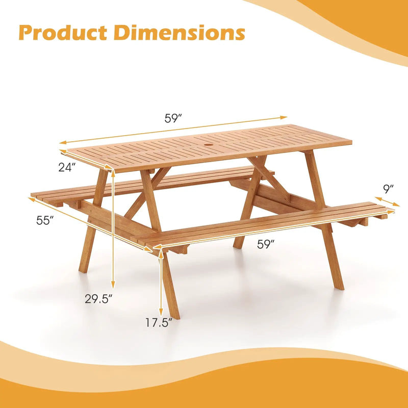 Outdoor Wood Picnic Table with Benches & Bar Table with 2 Stools by DirectDeals