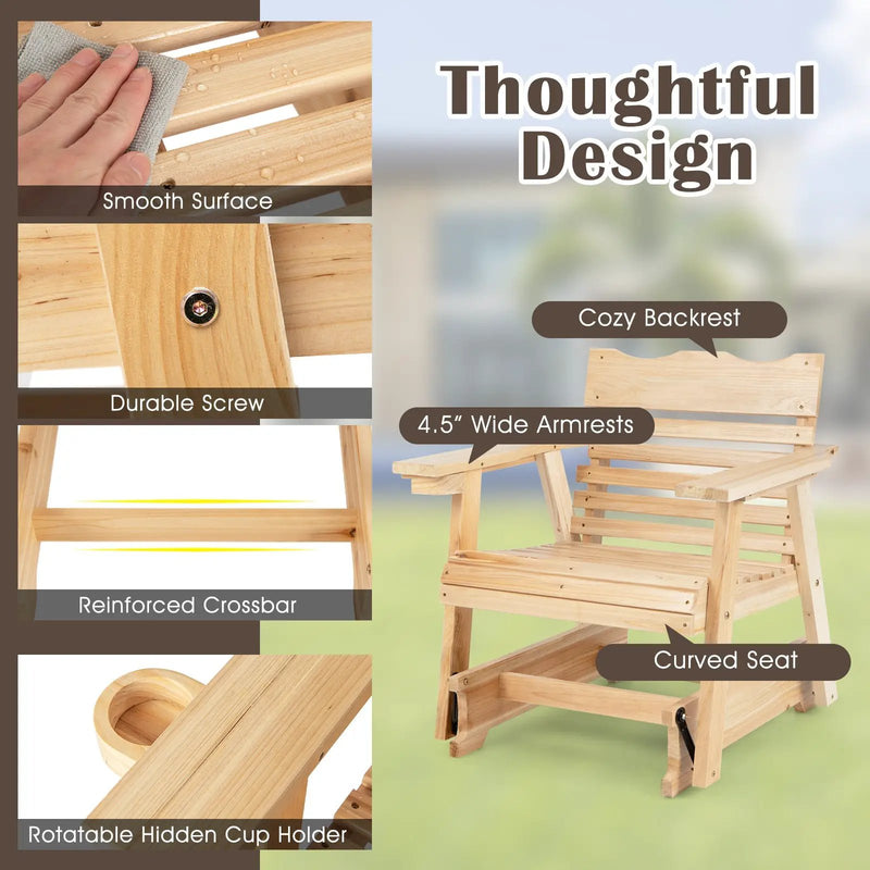 Outdoor Wood Rocking Chair with High Back and Widened Armrests by DirectDeals