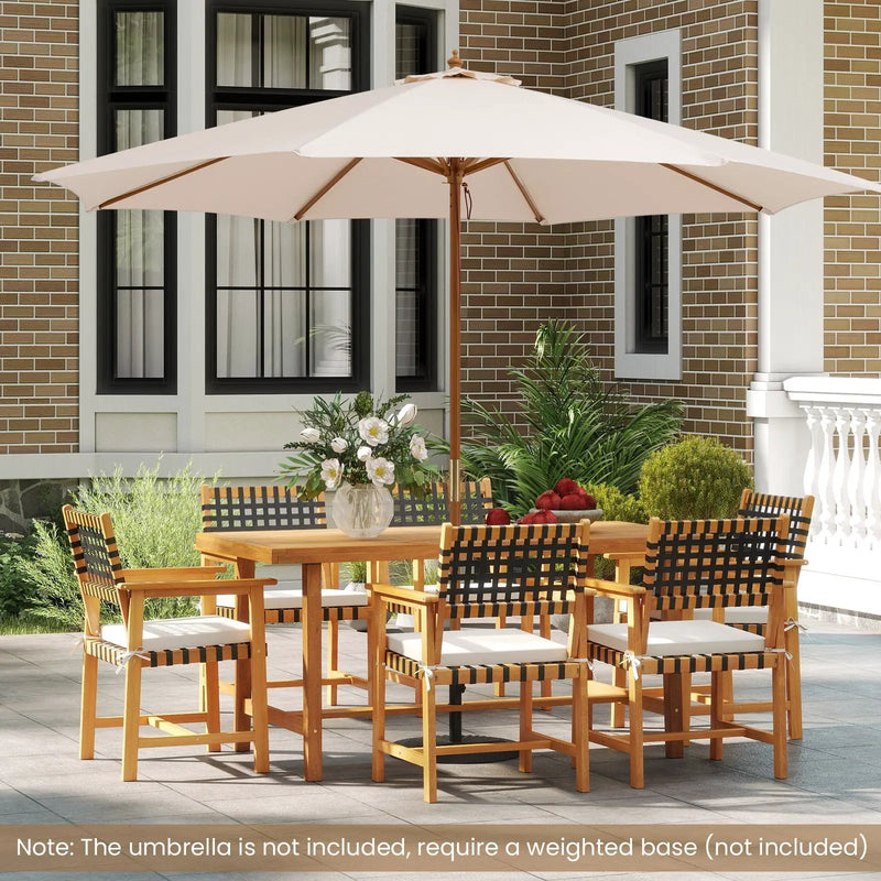 Outdoor Wooden Dining Table with Umbrella Hole and Stable Base by DirectDeals