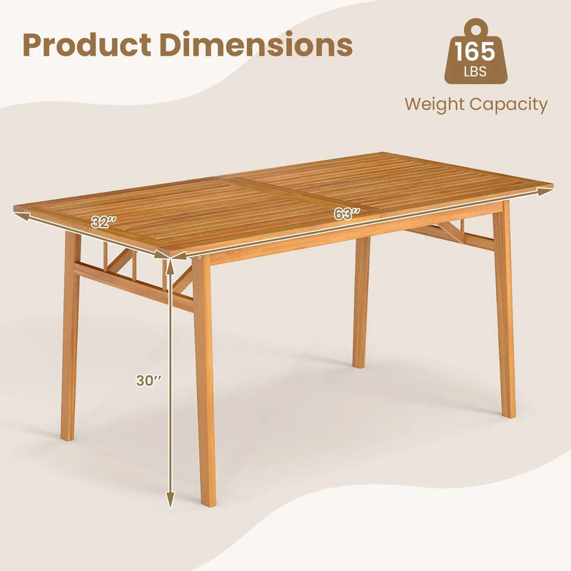 Outdoor Wooden Dining Table with Umbrella Hole and Stable Base by DirectDeals
