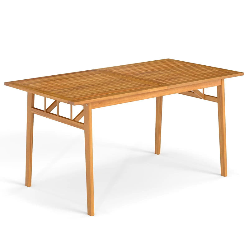 Outdoor Wooden Dining Table with Umbrella Hole and Stable Base by DirectDeals