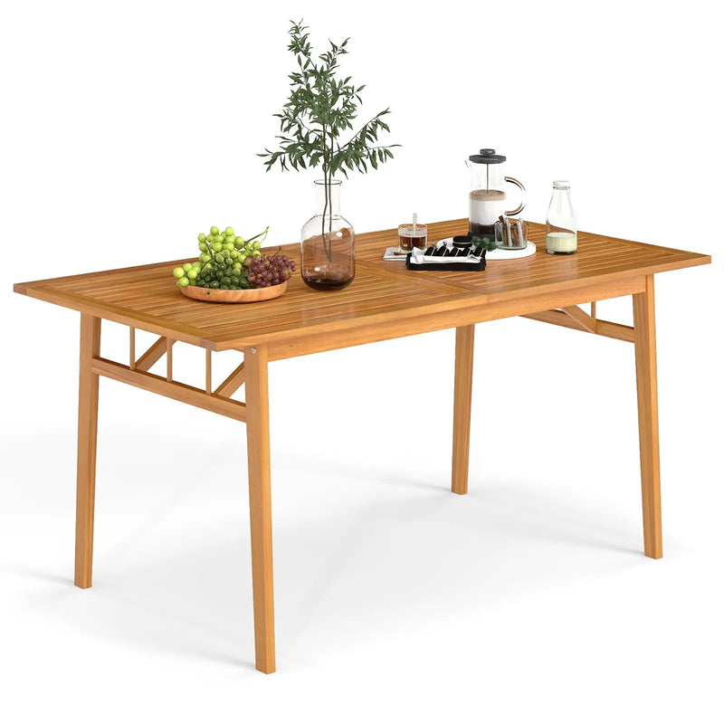 Outdoor Wooden Dining Table with Umbrella Hole and Stable Base by DirectDeals