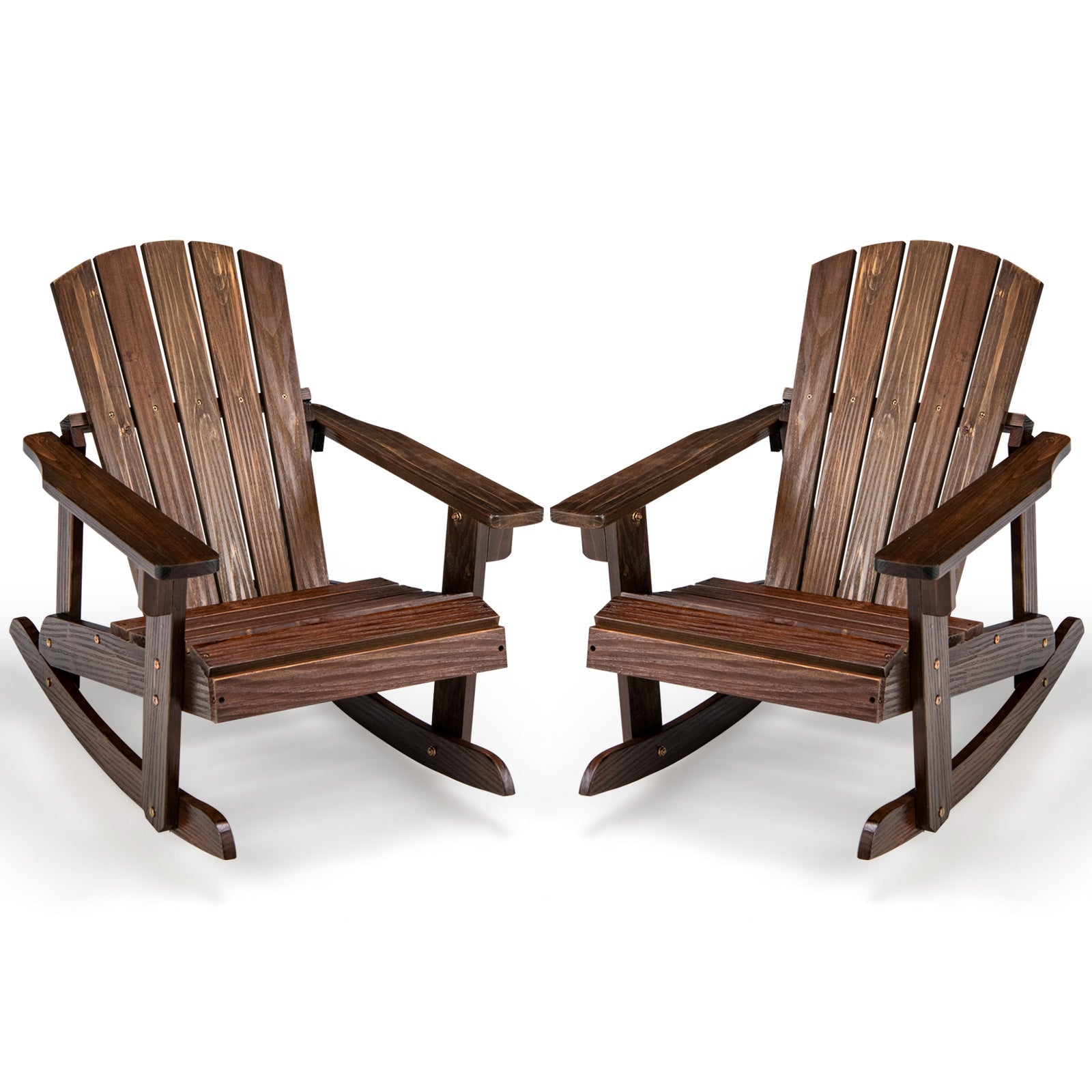 Outdoor Wooden Kid Adirondack Rocking Chair with Slatted Seat by DirectDeals