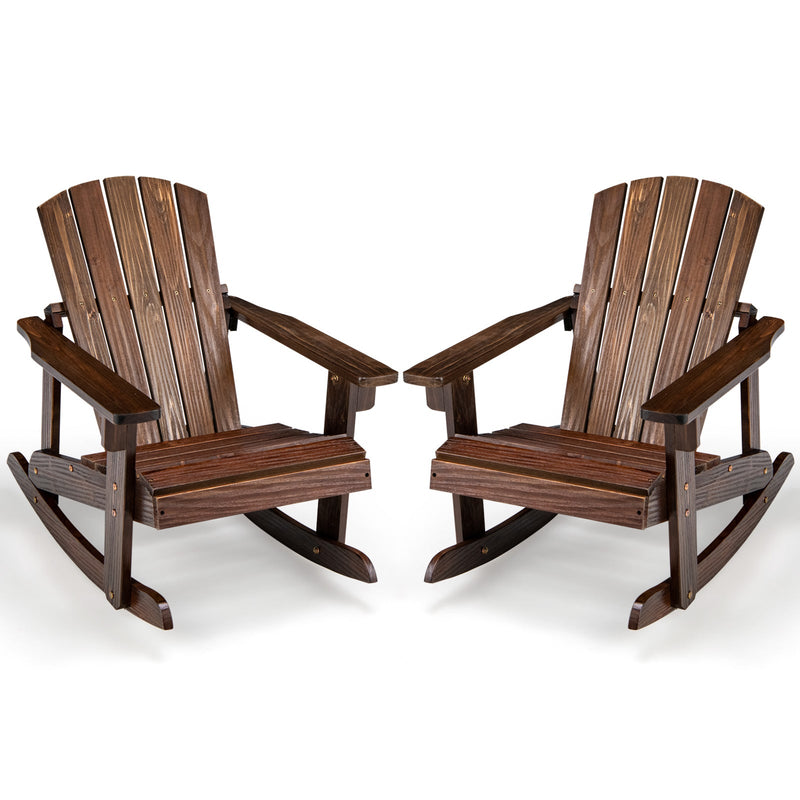 Outdoor Wooden Kid Adirondack Rocking Chair with Slatted Seat by DirectDeals