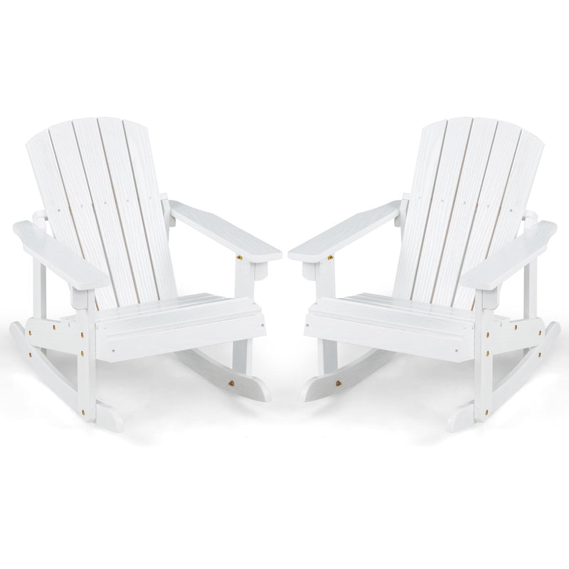 Outdoor Wooden Kid Adirondack Rocking Chair with Slatted Seat by DirectDeals