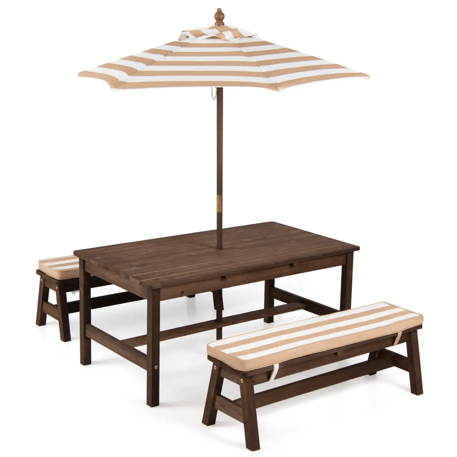 Outdoor Wooden Kids Picnic Table with Removable Umbrella and Cushions by DirectDeals
