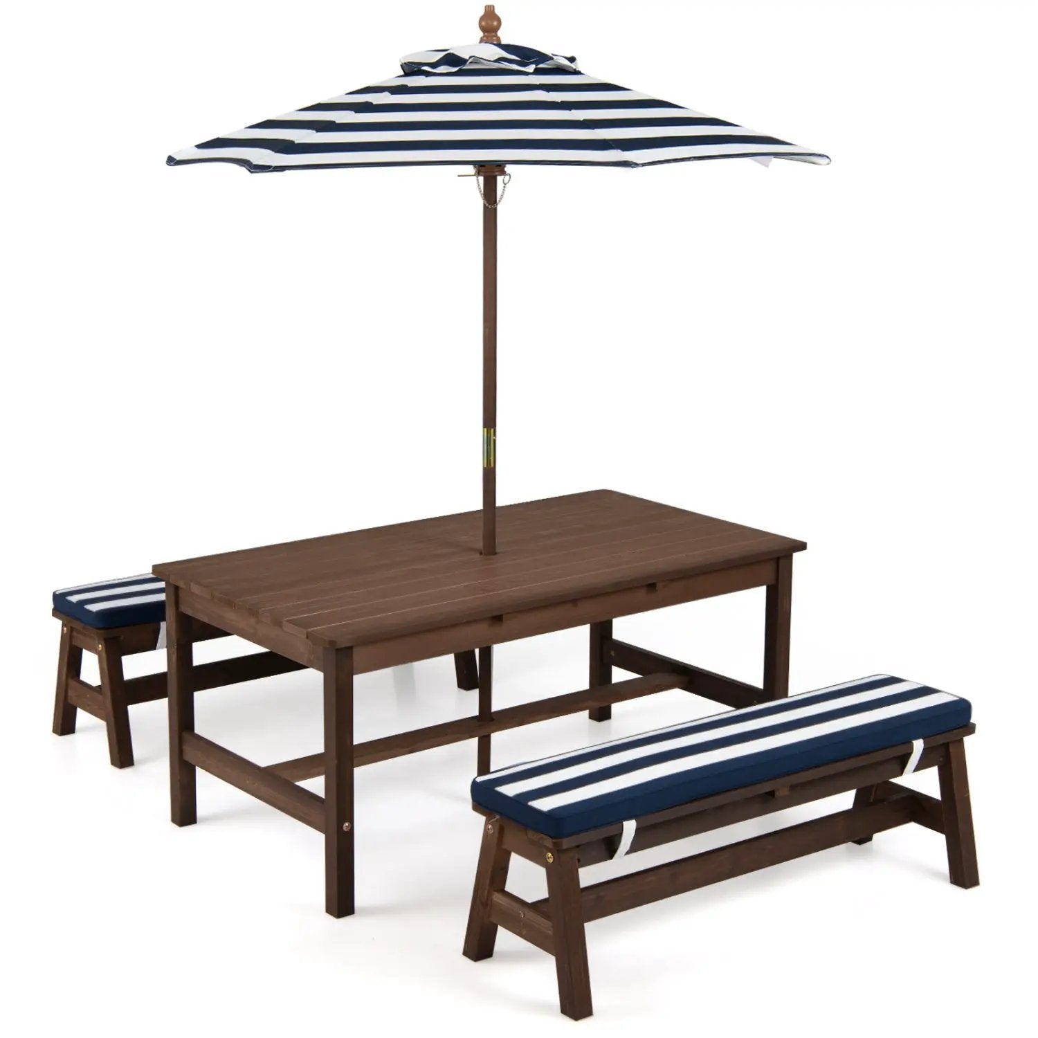 Outdoor Wooden Kids Picnic Table with Removable Umbrella and Cushions by DirectDeals