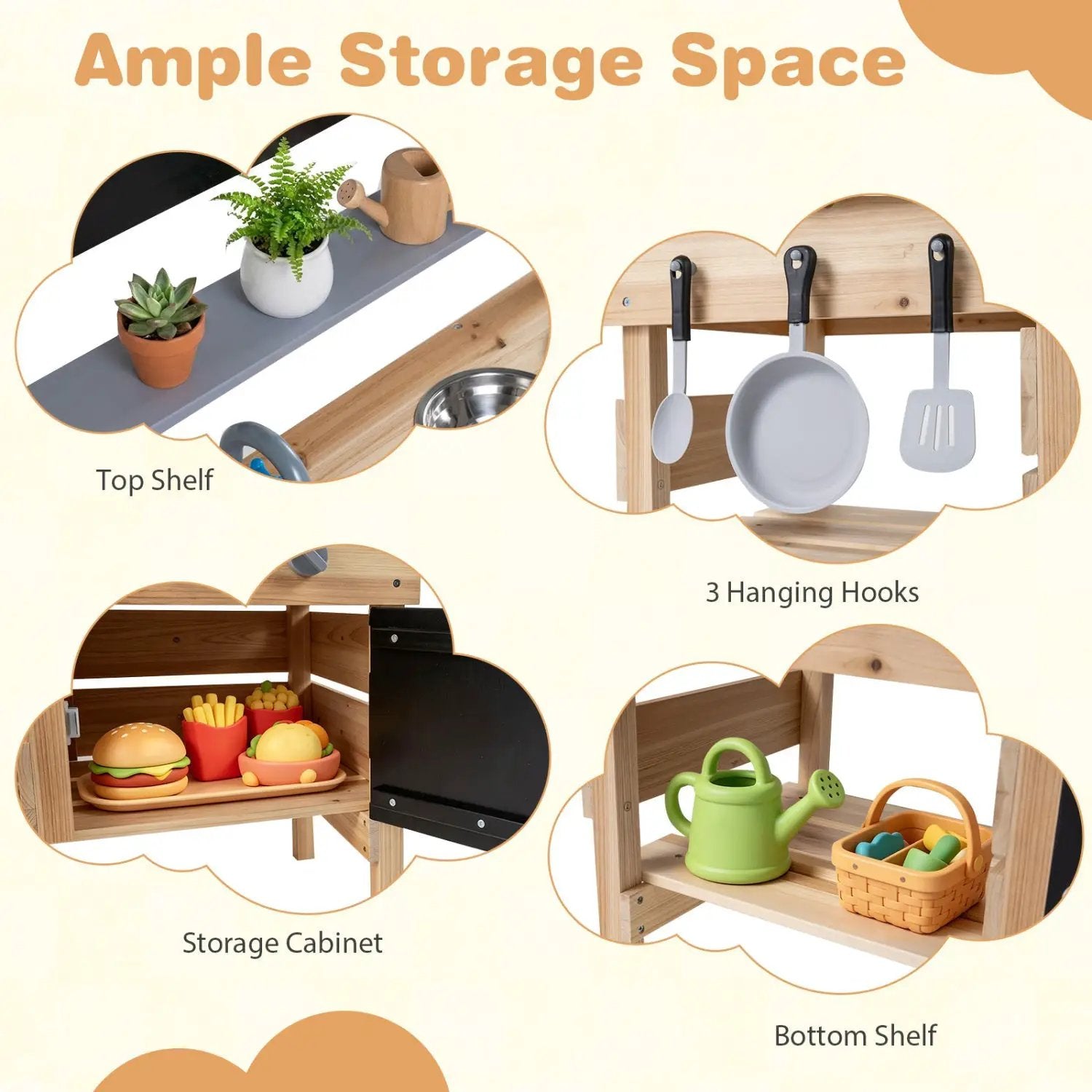 Outdoor Wooden Mud Kitchen for Kids with Sink and Stoves by DirectDeals